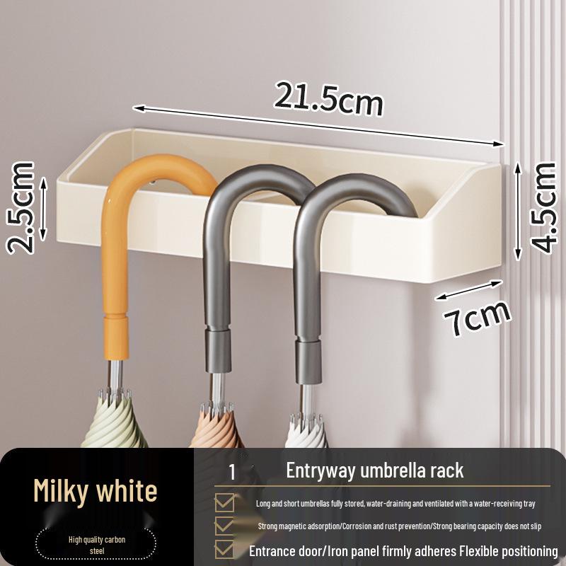 Wall-Mounted Magnetic Umbrella Rack with Water Drainage, No-Drill Installation for Home Entryway