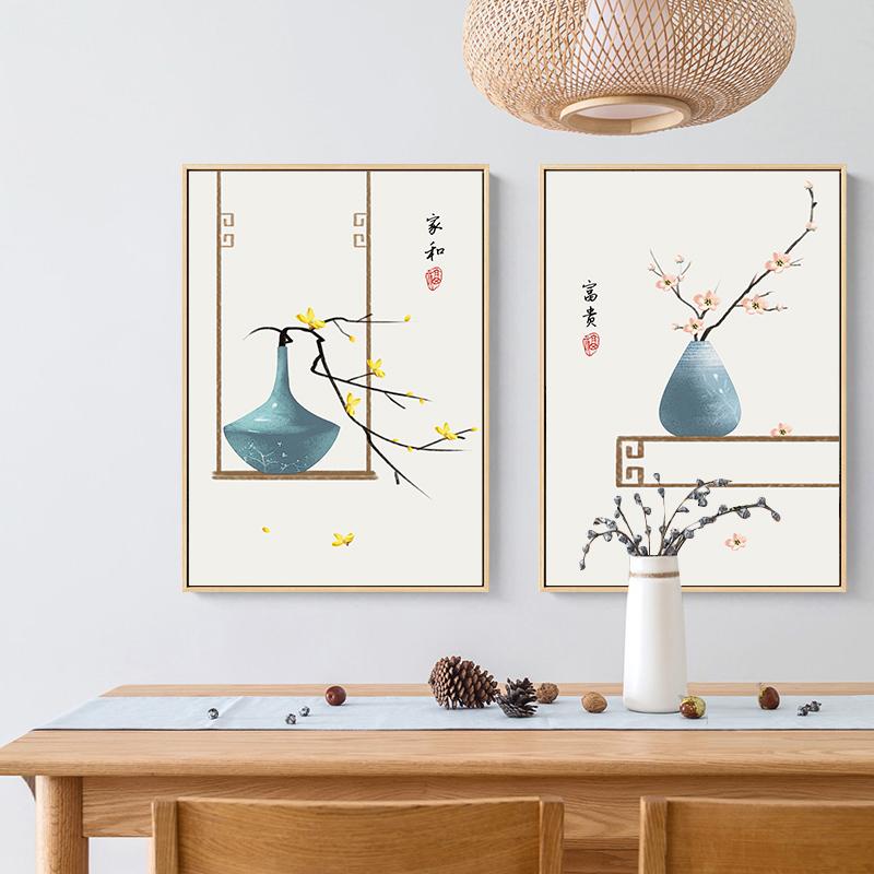 Traditionelles chinesisches Poster, Blumenvase, Wandkunst, Leinwandmalerei, minimalistischer Druck, Wandbilder für Wohnzimmer, Wohnkultur