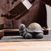 Handmade Mini Purple Clay Turtle Tea Pet Nurturable Animal Figurine for Gongfu Tea Ceremony Home Desk Decor Gift