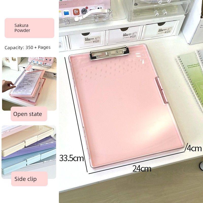 

Transparent Writing Pad A4 Folder Student Plate Holder Storage Box Paper Storage Book Paper Scratch Paper Organize Folders Sakura Pink [Transparent Double Layer Storage]