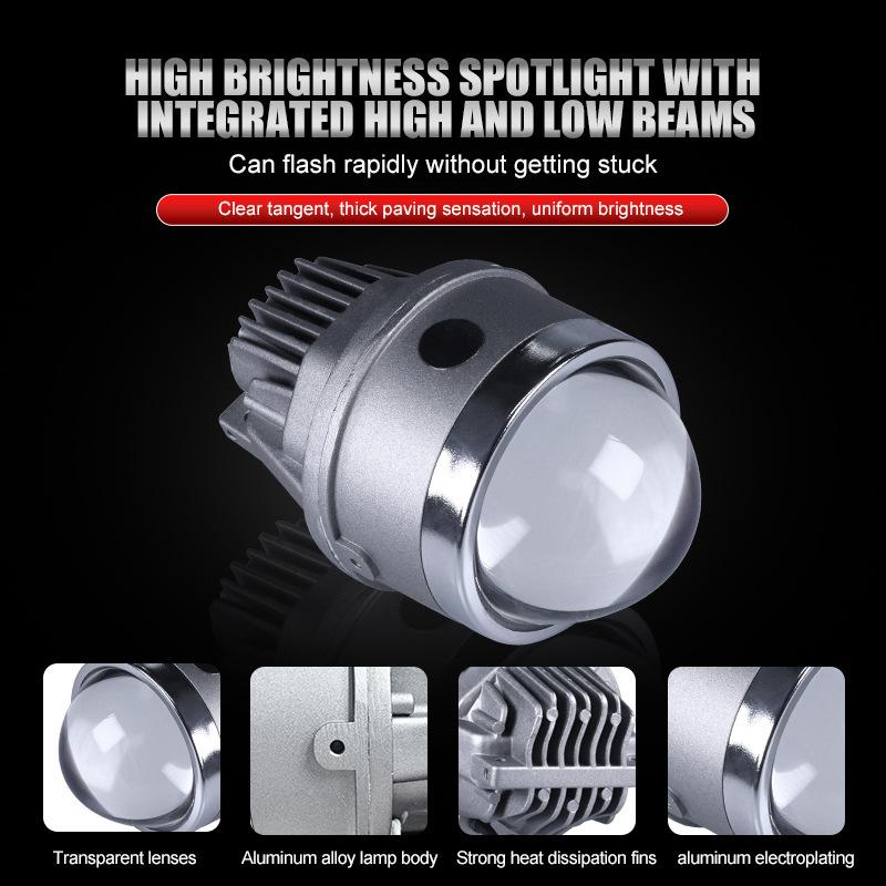 Auto Led Headlight Three-Color Fog Light Lens H4 H7 3-Inch Lossless Double Light Double Light Cup High-Power Laser Lens