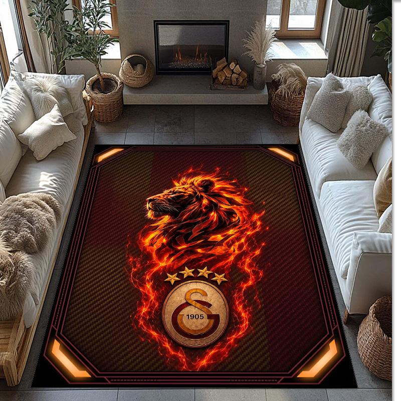 Tappeto Morbido Antiscivolo per Interni con Motivo Calcio Galatasaray FC Tappetino Decorativo Sportivo per Camera da Letto