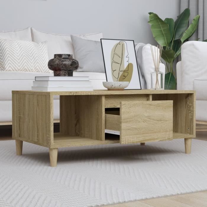 821063 vidaXL Table basse Chêne sonoma 90x50x36,5 cm Bois d'ingénierie