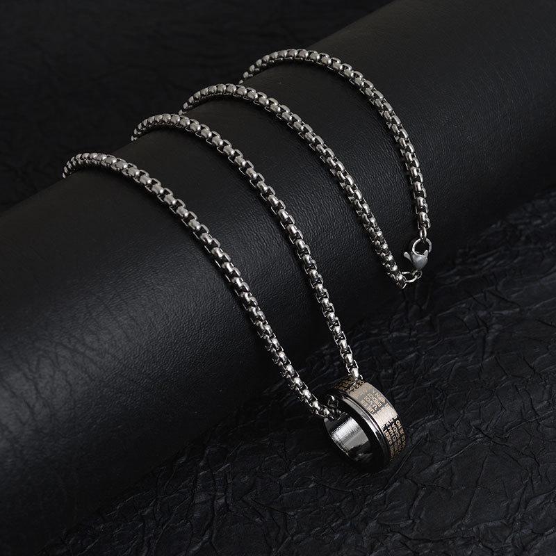 Trendy Titanium Steel Men's Dog Tag Necklace - Hip-Hop Style Pendant Chain