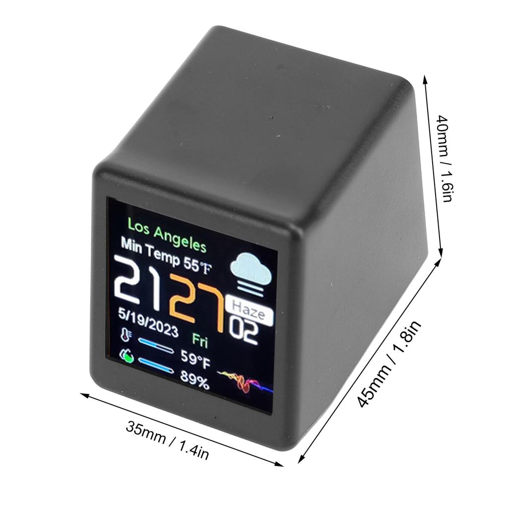 LCD Digital Display Desktop Electronic Clock with Calendar, Weather and Temperature Forecast Station, WiFi Network Support (Black)