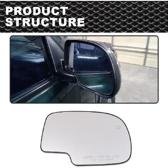 Mirror Glass Power Heated Compatible with 1999-2006 Chevy Silverado GMC Yukon Avalanche Driver & Passenger Side Mirror Glass Set