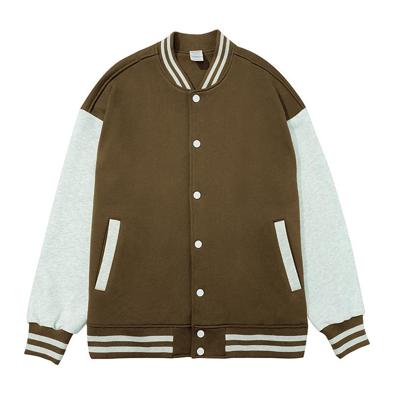 

NEUYEE Ретро Американская Тяжеловесный Хлопок Колорблок Со Спущенным Плечом Бейсбольная Куртка L