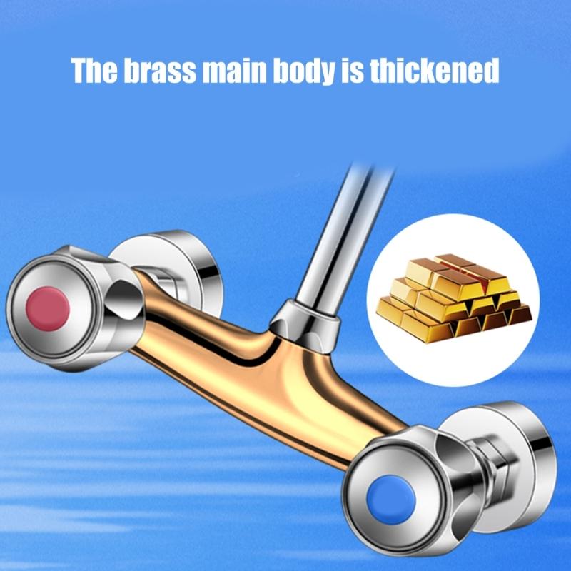 Wandmontierte Doppelgriff-Küchenarmatur mit 360-Grad-Drehungen, platzsparendes Design zur Kalt- und Warmwasserregulierung