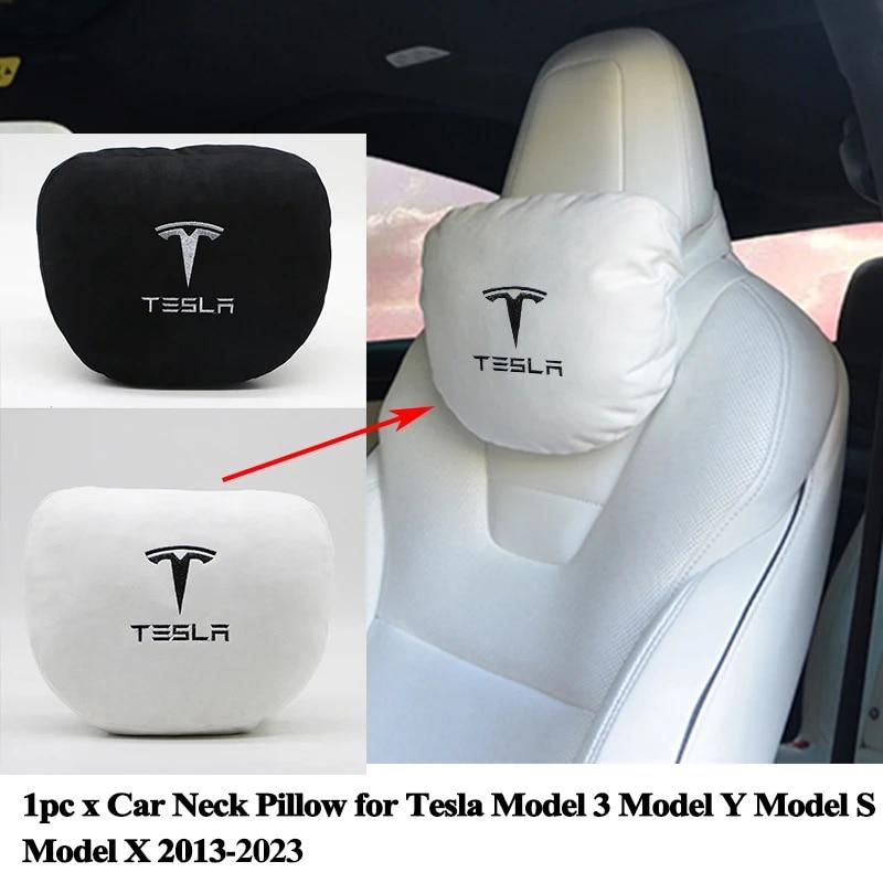 

For Tesla Model 3 Model Y Car Seat Headrest Neck Pillow Model S Model X Memory Soft Comfort Neck Cushion Logo Accessories