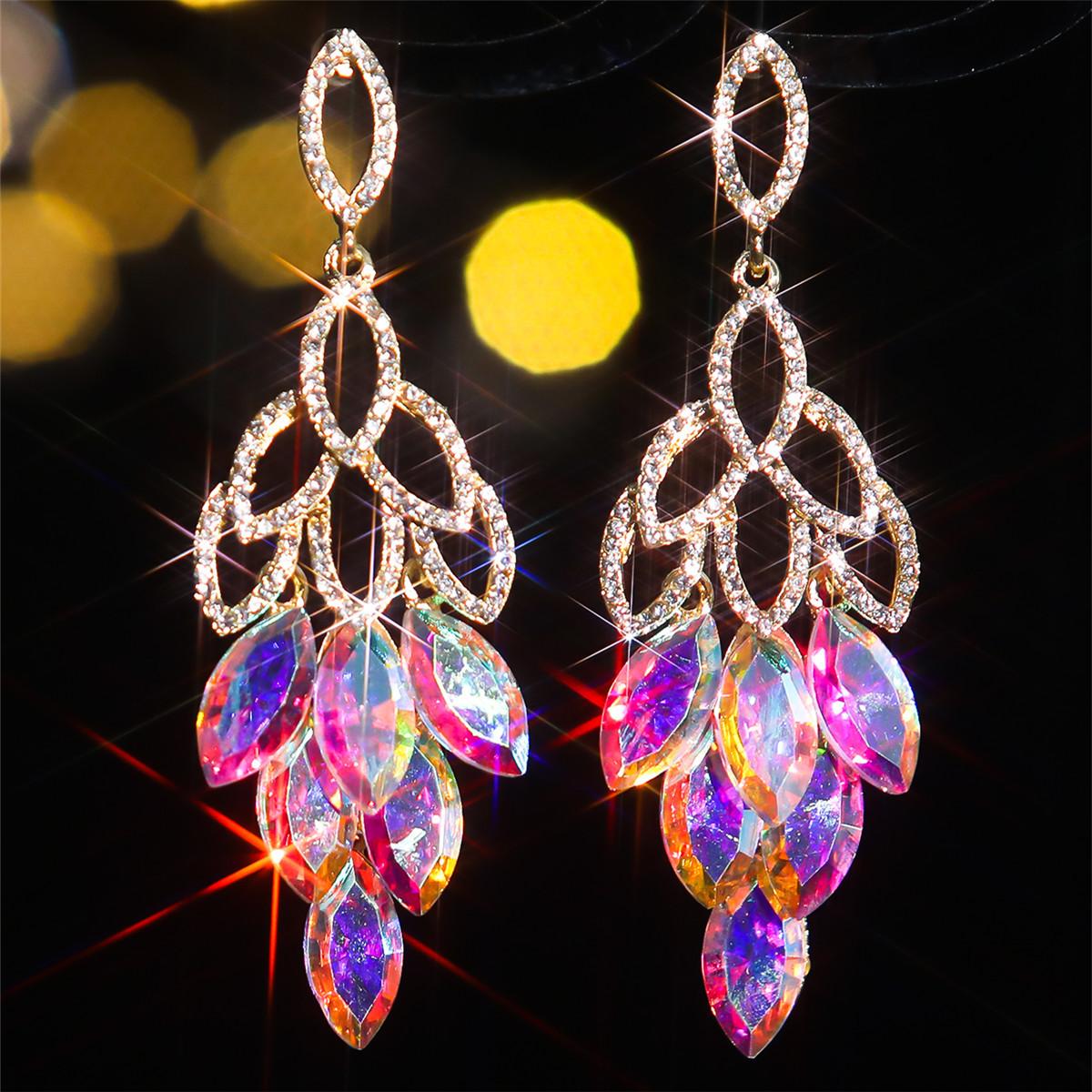 

Новые цветные стеклянные серьги с кристаллами, персонализированные преувеличенные женские серьги, уличные серьги