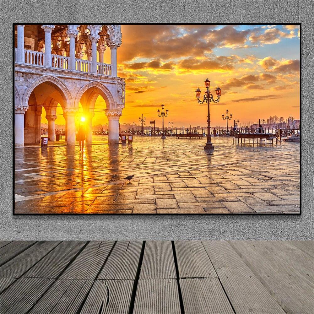 Famous Venice Italy Canvas Painting Wall Art Sunset Natural Scenery Pictures Posters and Prints for Living Room Home Decoration