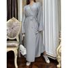 LYRIA Fashionable Pure Color Belted Slimming Long Dress New Women's Clothing One Piece Dress Stylish Wraparound