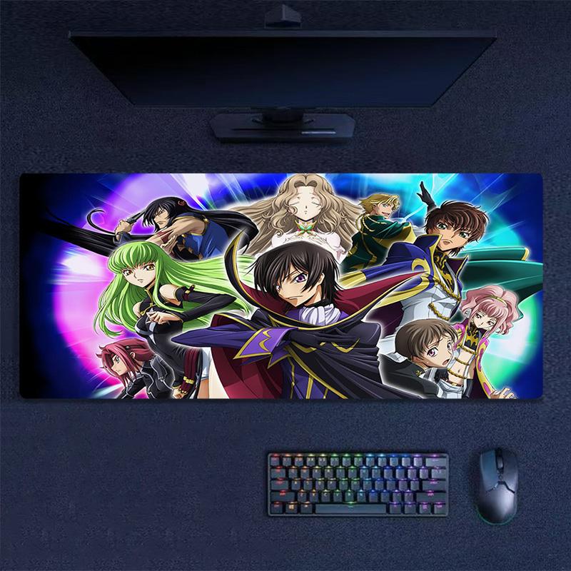 Code Geass All Main Characters Group Anime Mouse Pad, Glow Background Large Gaming Desk Mat for Game Room
