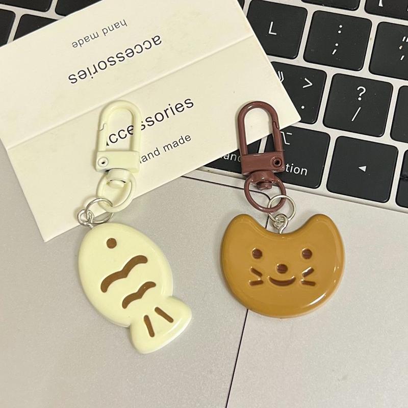 Cute Little Cat Fish Keychain Creative Personalized Pendant Keyring  Phone Charms Car Key Accessories Schoolbag Pendant