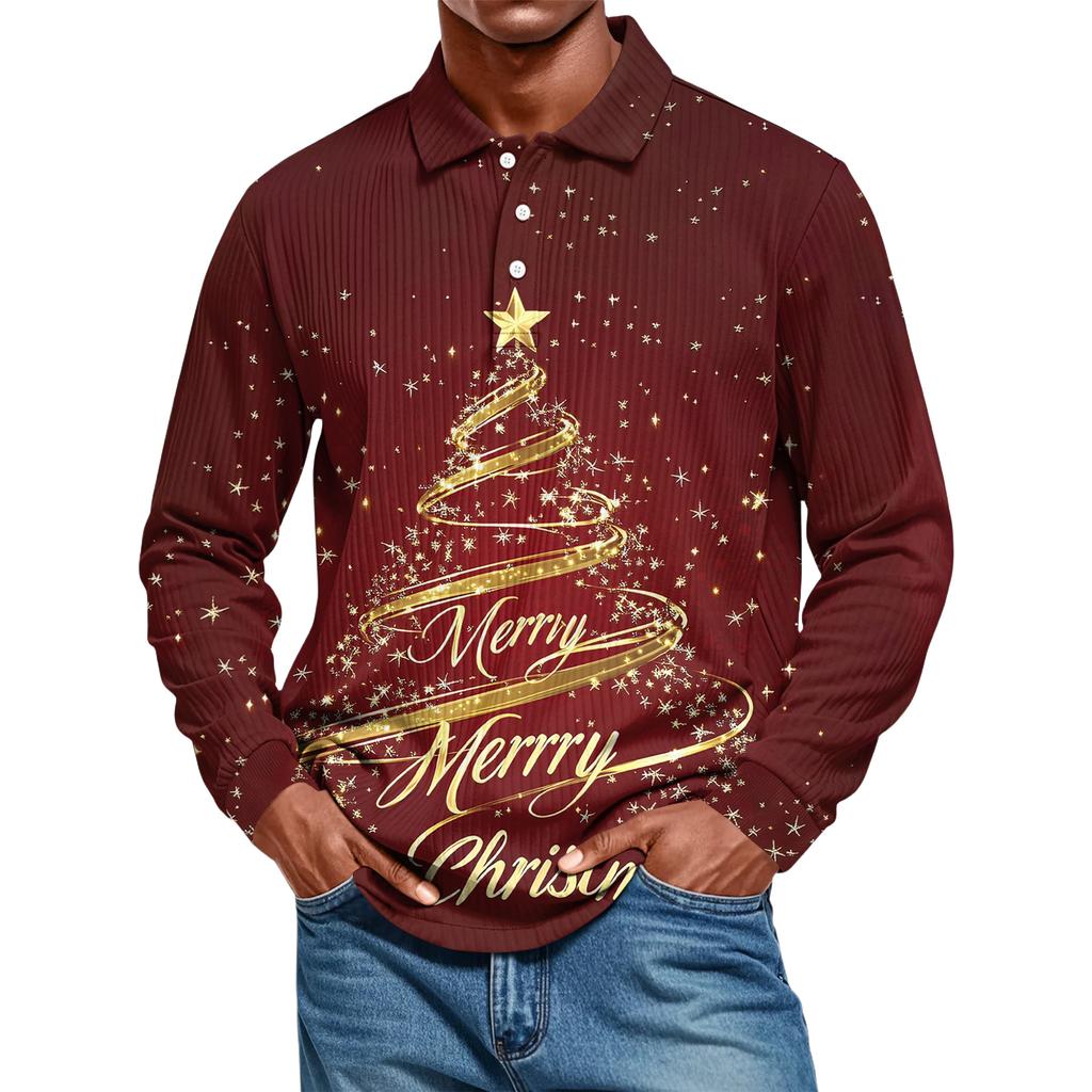Men's Casual Style Solid Color Loose  Shirt Long-sleeved Top