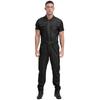Mens Durable Coveralls Short Sleeve Zipper Front Multi-Pocket Workwear Overalls