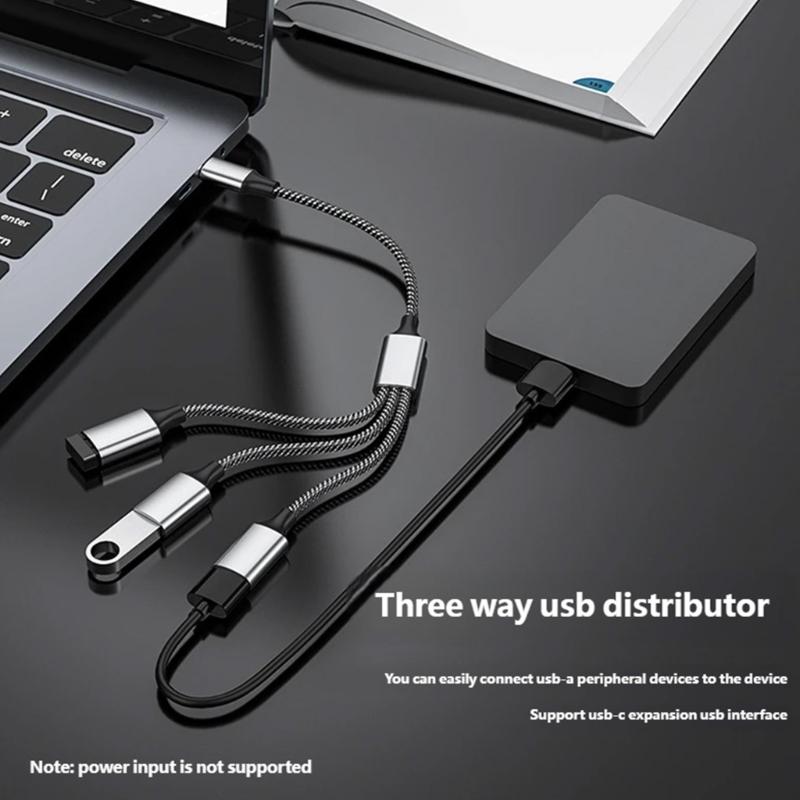 USB Type C To USB A OTG Splitter Cable for Simultaneous Charging Data Transfer 480Mbps Nylon Braided Cord