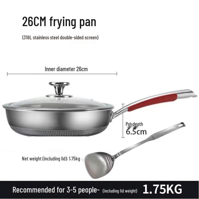 Kangbach Chef Series 316L SS Double-Sided Honeycomb Non-Stick Frying Pan With Steel Spatula