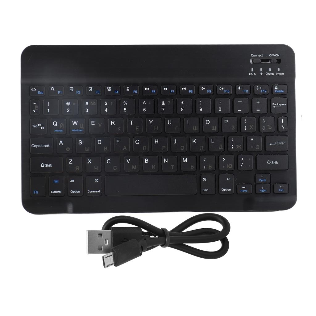 Wireless Bluetooth Keyboard Portable Tablet Keyboard Russian English for Android Black