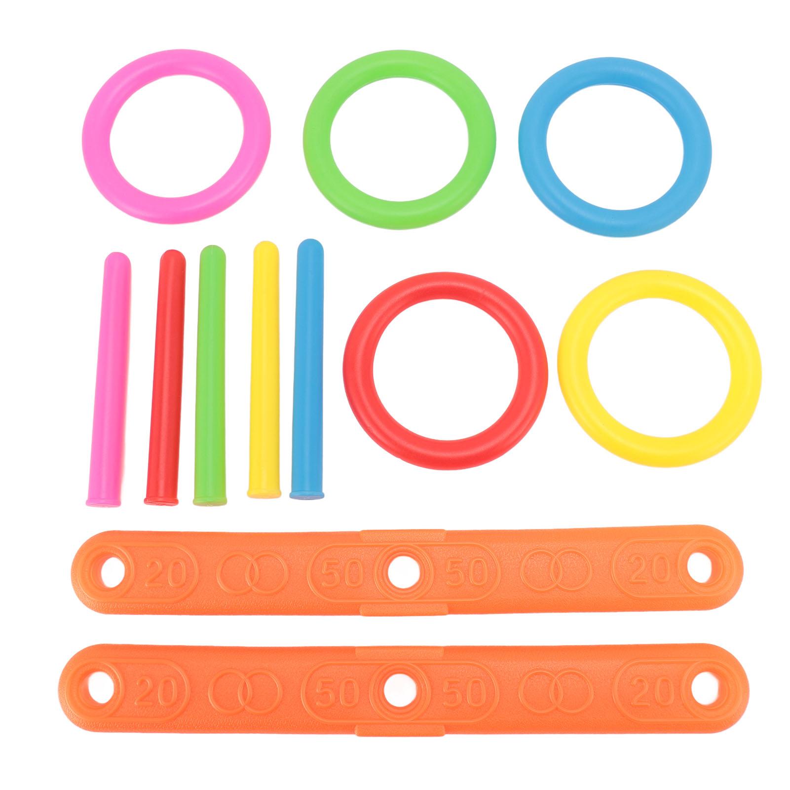 

Circle Toss Game Set Hand Eye Coordination Exercise PET 5 Colorful Rings Outdoor Games for Toddlers