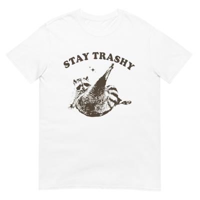 Pánské vtipné tričko s grafikou mývala Stay Trashy Vintage Meme Tričko Ležérní bavlněné Streetwear Top