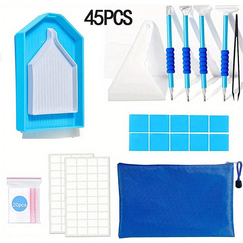

Набор принадлежностей для алмазной живописи своими руками, синий многокомпонентный набор инструментов для алмазной живописи, синий валик и коробка для алмазной вышивки 45PCS