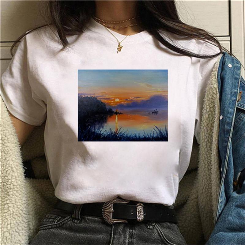 Women T-Shirt New Style Art Oil Painting Short Sleeves T Shirt Summer Fashion Harajuku Oversized T-Shirt Female Casual Clothes