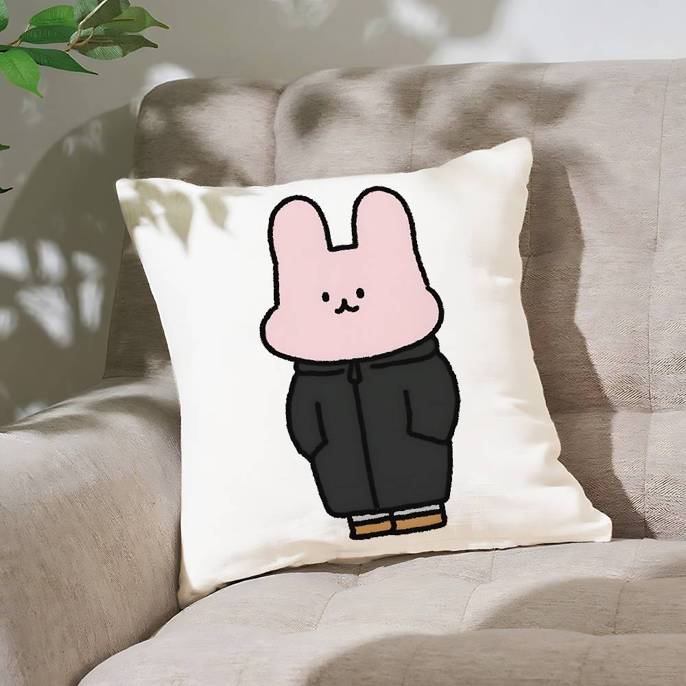 Ato Pink Bunny Pillow Case Cushion Cover Soft Cute Throw Pillow Case For Car Sofa Pillowcase Polyester With Zipper