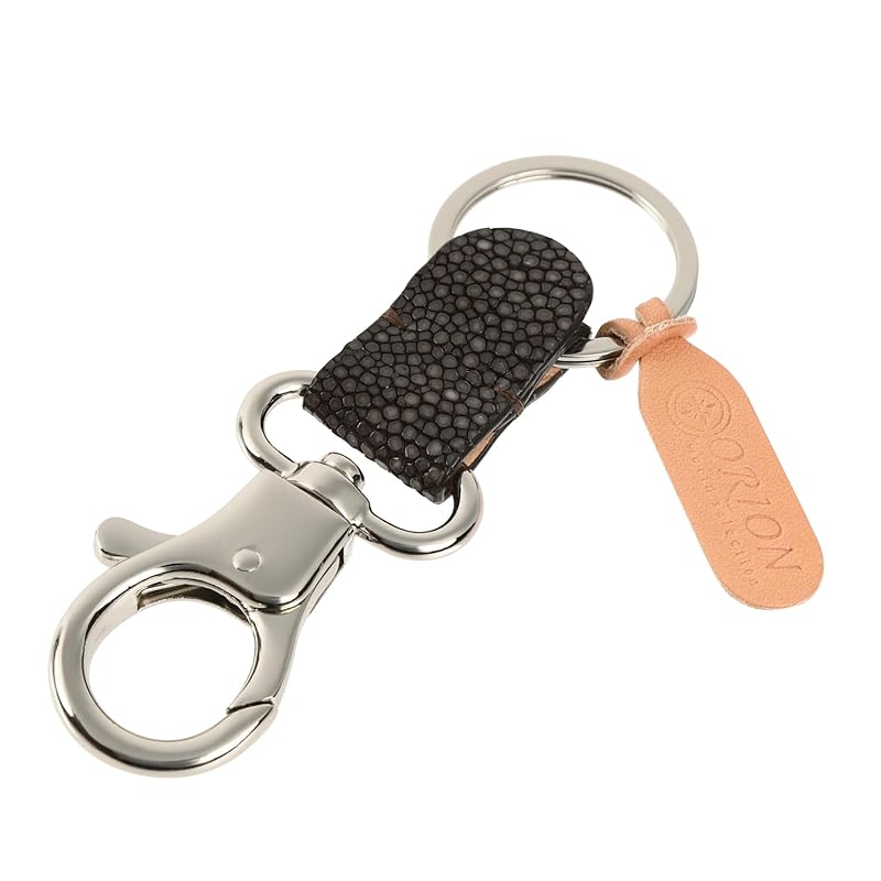 

[Orion World Selection] key ring stingray genuine leather (brown/key ring/carabiner) men s ladies Pair/Father s Day present gift