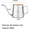 Chaleira de Bico de Ganso MERMOO YILAN com Tampa Pequena Chaleira para Café Pour Over 350ml Aço Inoxidável Chaleira de Bico Longo Bule de Chá Viagem Pour Over