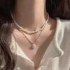 Double Stacked Baroque Collarbone Chain Pendant Niche Light Luxury High Sense Zhuji Natural Freshwater Pearl Necklace Women