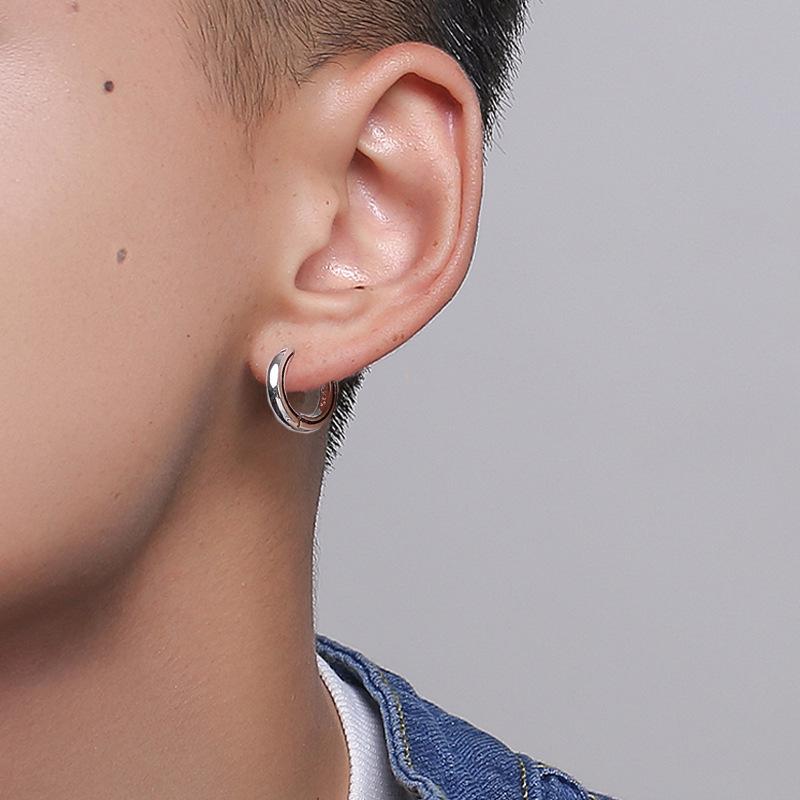 Trendy Men's Stud and Hoop Earrings - Simple, Stylish Ear Jewelry for a Hip Hop European and American Look.