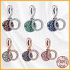 Authentic Copper Metal Heart Tree Sparkling Dangle Charm Bead Components Designed For Authentic Original Bracelet High Quality Fine Jewelry Bead