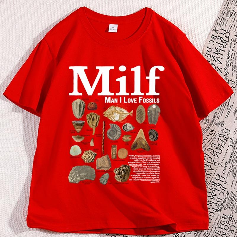 

Man I Love Fossils Vintage TShirt Retro Geology Humor T Shirt 90s Y2K Graphic Tees Cotton Short Sleeve Loose Casual Clothes S