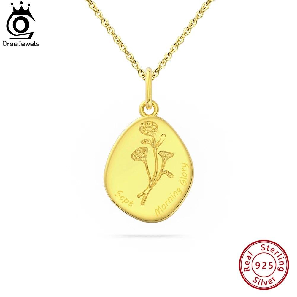 

Ожерелье с цветком рождения 14 карат, серебро 925 пробы для женщин, изысканный диск, подвеска-букет на 12 месяцев, ювелирные изделия APN33