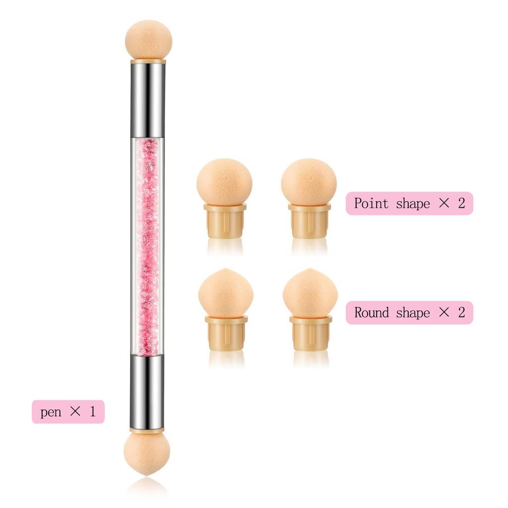 Sponge Nail Brush Picking Dotting Gradient Pen Brush Double Head Sponge Nail Brush Handle Acrylic Nail Painting Brush