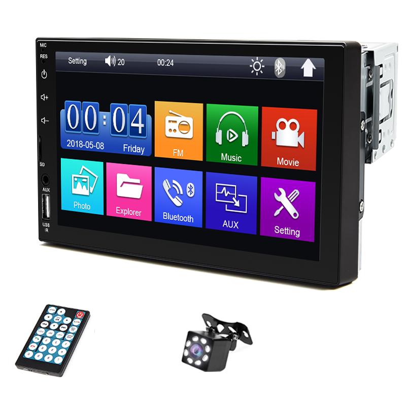 Hippcron 7" Car Radio 1 Din MP5 Multimedia Autoradio Video Player HD Touch Screen Aux Input BT USB Mirror Link Universal Auto