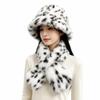 2-Piece Set Rolled Brim Faux Fur Bucket Hat Winter Head Neck Accessories  Cold Weather Outfit