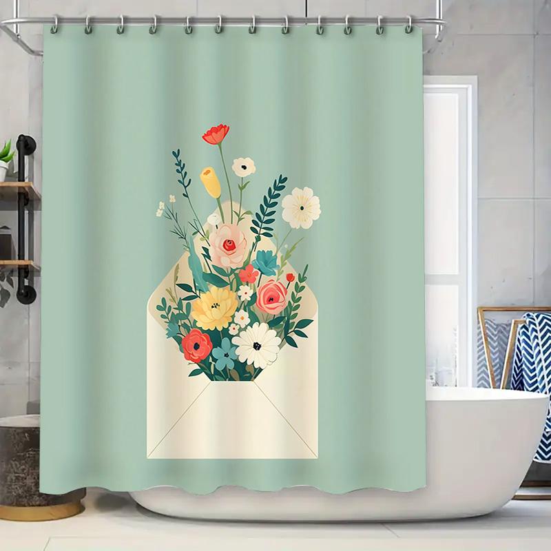 

Flowers In Envelope Design Shower Curtain For Bathroom - Elegant And Fresh Decor For Your Home Waterproof Durable Easy-Clean W60H190(CM)-1 Pcs