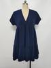 2025 Summer Solid Color V-Neck Loose Resort Dress