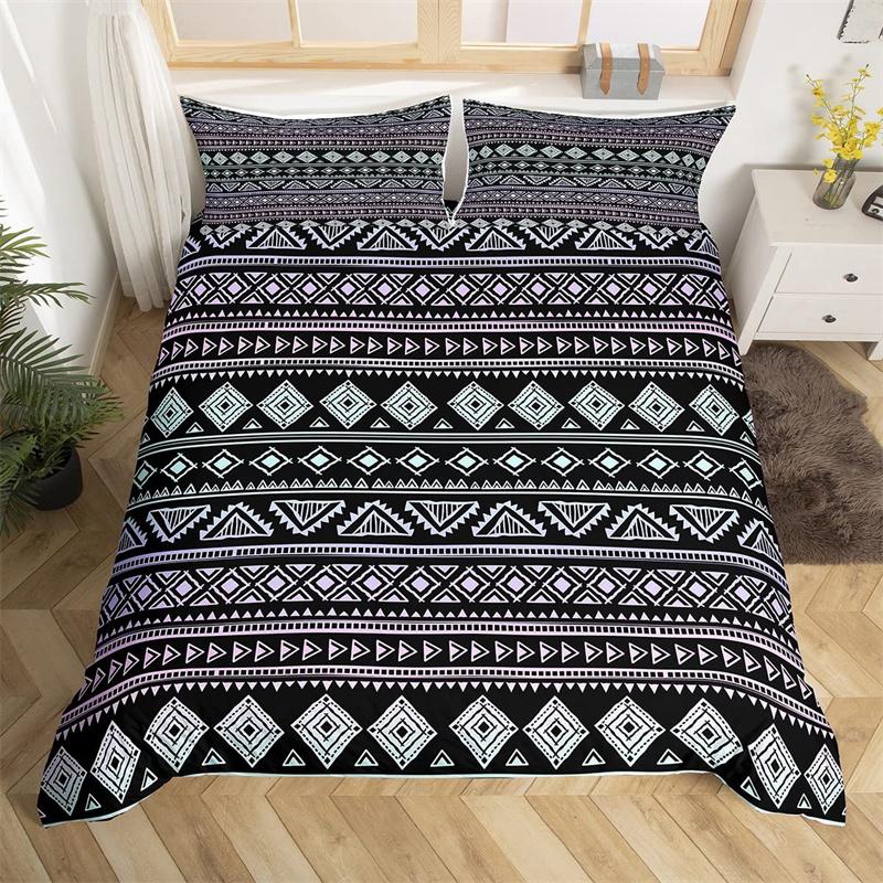 Bohemian Floral Duvet Cover Paisley Mandala Comforter Cover Microfiber Geometry Aztec Mexican Style Bedding Set Twin Queen Size