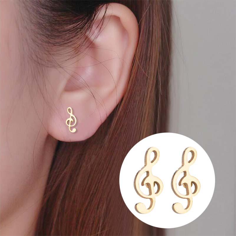Music Symbol Hollow Stud Earrings - Minimalist Jewelry Accessories
