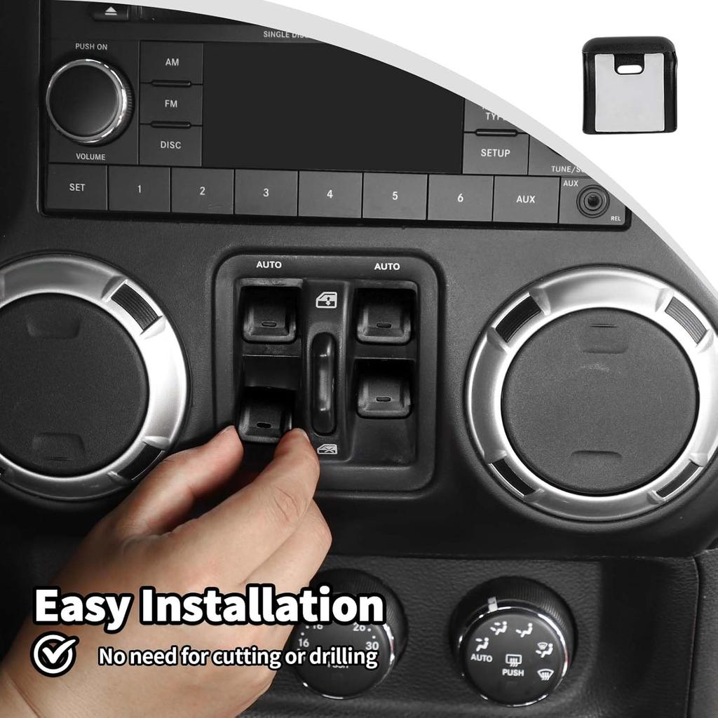JWWY for JK Center Console Window Control Switch Knob Protection Cover Trim Compatible with 2012-2017 Jeep Wrangler JK KU Interior Accessories