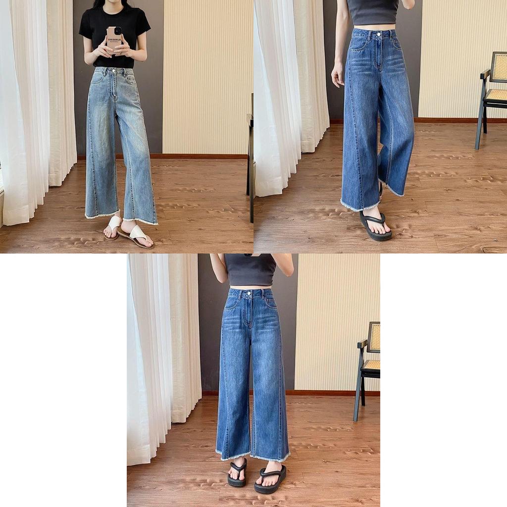 Loose Fit Plus Size Denim Pants With High Waist And Wide Leg For Summer Comfort