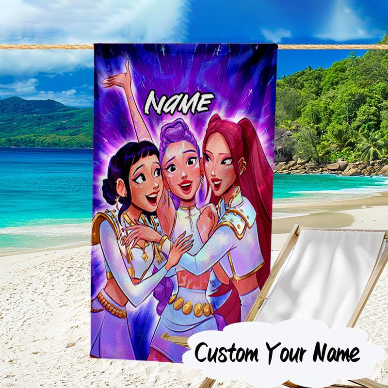 Custom Name KPop Cartoon Microfiber Beach Towel Super Soft & Absorbent for Bath, Beach, Travel  Bath Time Accessory, Fan Gifts
