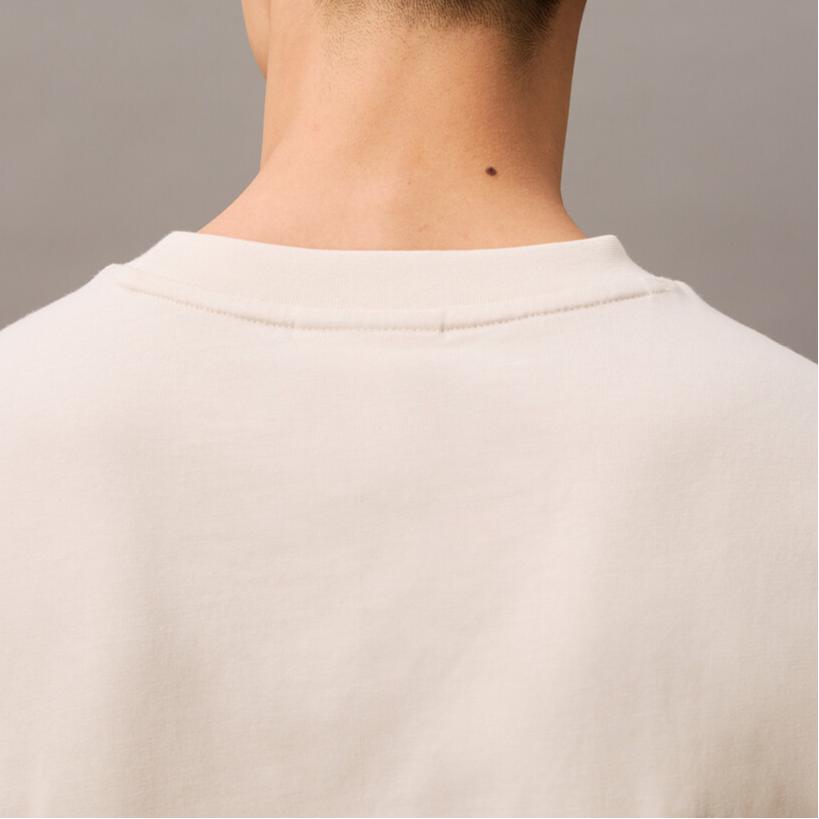 Calvin Klein Minimalist Comfortable Versatile Casual Plain Knit Loose Pocket Short Sleeve T-Shirt Men Tops Dove-Grey 4RB267G-CKS