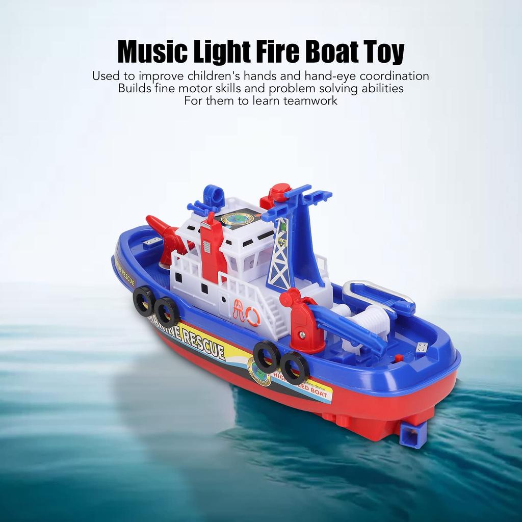 Urhomy Fire Boat Toy, Fountain Toy Ship with Music and Lights, Fireboat Toy, Water Spraying Ship Model, Electric Toy Ship Model, Fire Boat Toy,