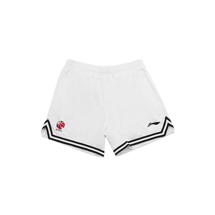 

Li Ning CBA Series однотонные полосатые спортивные баскетбольные шорты с логотипом, мужские шорты белого цвета AAPS473-2