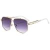 Trendy Euro-American Metal Double Bridge Irregular Sunglasses - Stylish, Casual, Versatile Sun Protection
