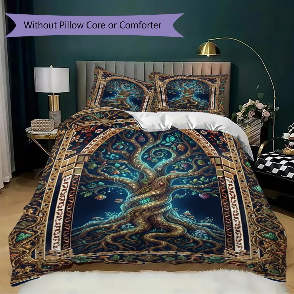 Tree of Life Pattern Bedding uilt Set uilt Cover Pillowcase Home Decoration Birthday Gift (1 * duvet cover + 2 * pillowcase without core)146